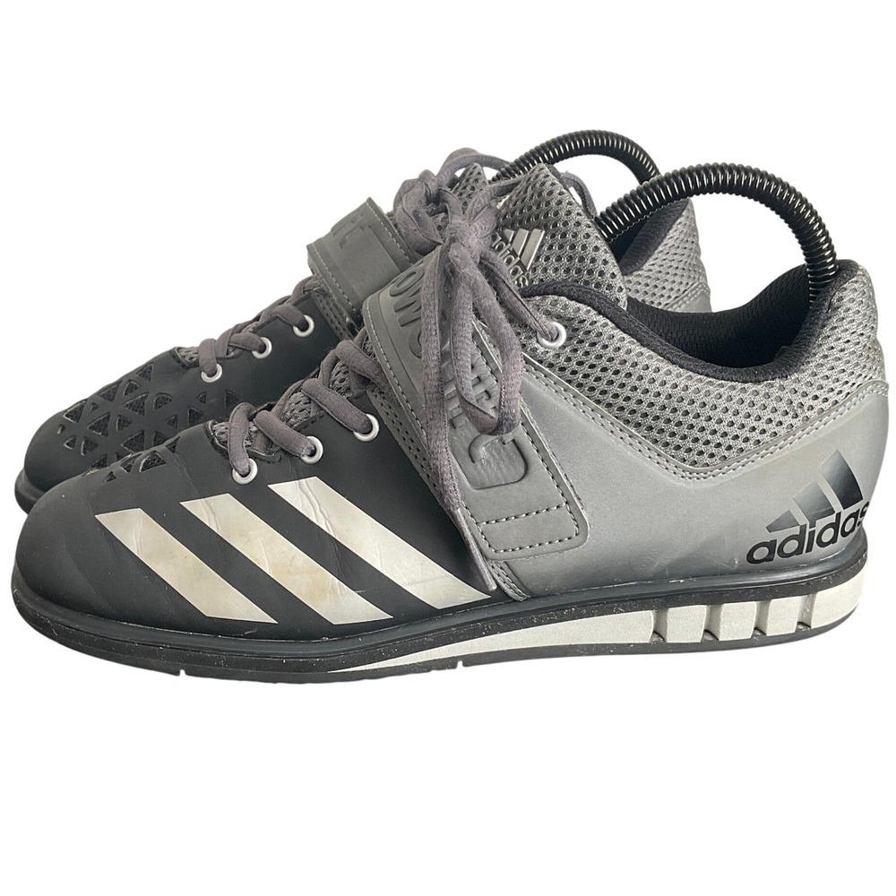 Adidas Powerlift 3 Mens Weightlifting Shoes Black Iron Metallic AQ3330 Size 6